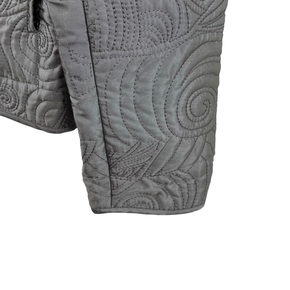 Chicos Quilted Jacket Silver Grey Sheen Long Sleeve Small - Picture 8 of 15